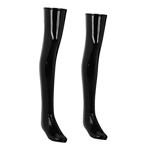 Doomiva Damen Herren Halterlose Overknee Strümpfe Wetlook Lackleder Kniestrümpfe Schwarz Hose Fetisch Sexspielzeug Socken Schwarz Schwarz XL von Doomiva