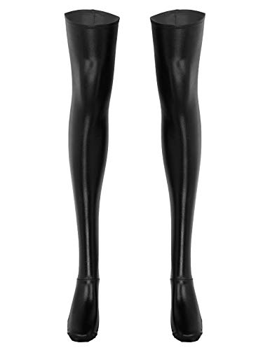 Doomiva Damen Herren Latex Strümpfe Lang Sexy Wetlook Overknee Oberschenkel Strumpf Socken Erwachsene Strumpfhose Schwarz Schwarz Einheitsgröße von Doomiva