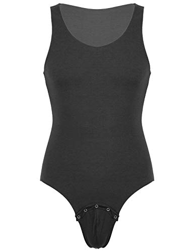 Doomiva Herren Body Einteiler Bodysuit ärmellos Weste Shirts Overall Jumpsuit Hemdbody Männer Unterhemd Unterwäsche Sportwear M-XXL Schwarz XXL von Doomiva