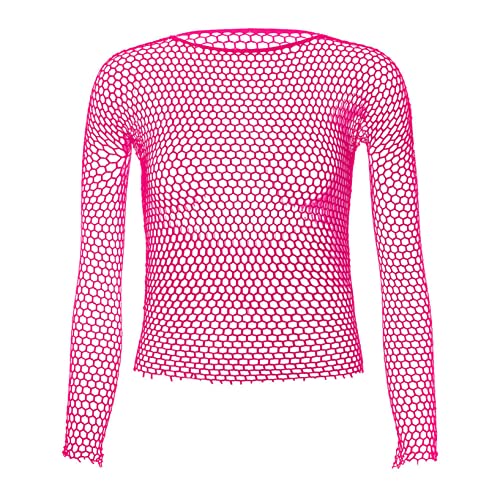 Doomiva Herren Netz Top Langarm T-Shirt Netzhemd Transparent Unterhemd Netzshirt Guywear Gogo Party Clubwear Rosa Einheitsgröße von Doomiva
