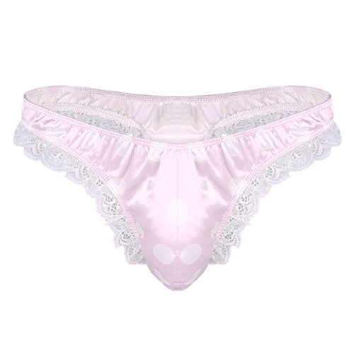 Doomiva Herren String Rüschen Spitze Slip Tangas Höschen Männer Sissy Unterwäsche Erotik Reizwäsche Thongs Niederige Taille G-String Rosa M von Doomiva