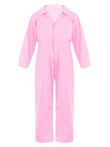 Doomiva Kinder Langarm Overall Jungen Karneval Faschingskotüm Arbeitsoverall Jumpsuit Kuschelig Jogger Trainingsanzug Einteiler Body Langarm Arbeitskombi Rosa 146-152 von Doomiva
