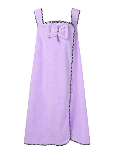 Doomiva Kinder Mädchen Bademantel Korallenvlies Morgenmantel Kuschelweicher Fleece Badetuch Sauna Kilt Kleid mit Bowknot Einfarbig Saunamantel Violett 104-164 von Doomiva