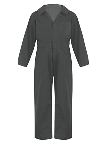 Doomiva Kinder langarm Overall Jungen Karneval Faschingskotüm Arbeitsoverall Jumpsuit Kuschelig Jogger Trainingsanzug Einteiler Body Langarm Arbeitskombi Grau 146-152 von Doomiva