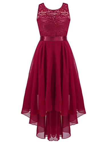 Doomiva Mädchen Festlich Kleider Kinder Kommunionkleid Elegant Spitze Partykleider Hochzeit Kleid Festzug Cocktailkleid Abendkleid Burgund 152-164 von Doomiva