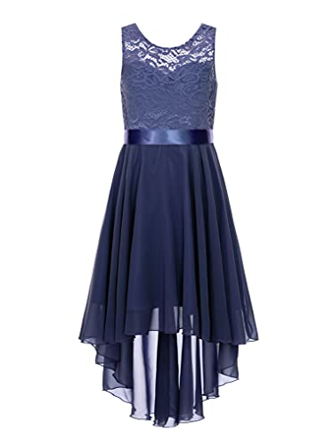 Doomiva Mädchen Festlich Kleider Kinder Kommunionkleid Elegant Spitze Partykleider Hochzeit Kleid Festzug Cocktailkleid Abendkleid Marineblau 122-128 von Doomiva
