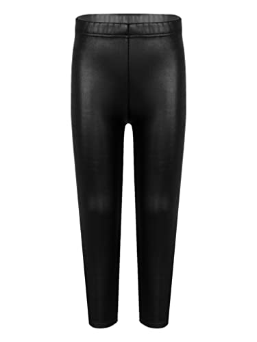 Doomiva Mädchen Pu Leder Leggings High Waist Thermohose Jogginghose Kinder Winter Warme Lang Hose Elastische Strumpfhose Gr.80-164 Schwarz 98-104 von Doomiva