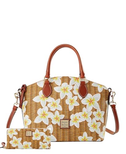 Dooney & Bourke Geena Umhängetasche und großes Handgelenk-Set mit umlaufendem Reißverschluss, Weiß / Braun, Einheitsgröße von Dooney & Bourke
