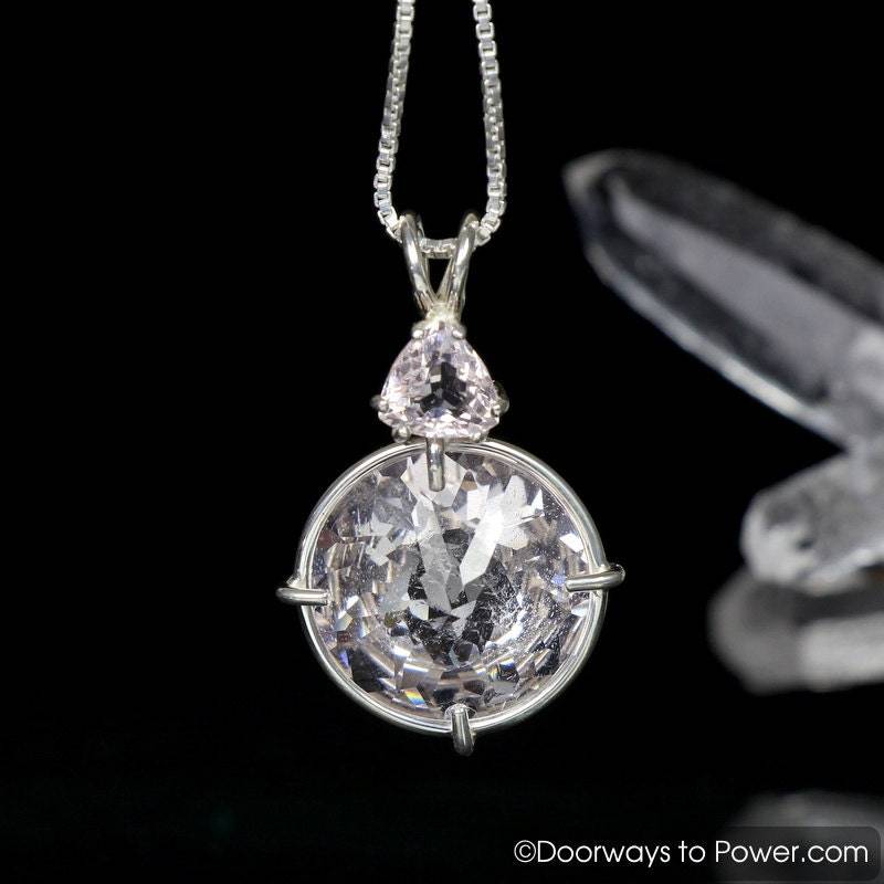 Danburit & Morganit Strahlendes Herz Quarz Kristall Halskette Anhänger .925 Sterling Silber A von DoorwaysToPower