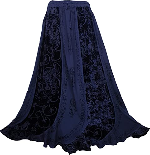 Gypsy Gothic Hippie Mittelalter Renaissance Samt Herbst Winter Rock 12 14 16 18 20 22 Gr. Einheitsgröße, dunkelblau von Doorwaytofashion