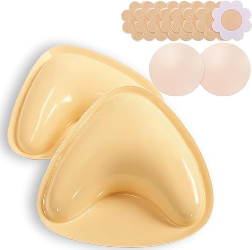 Dootoper Push up Pads Klebe BH, Nippelpads Selbstklebende BH Einlagen für Push-Up Effekt – Klebepads für große & kleine Brust Sticky Bra Silikon Pads Geeignet für Cup A-D (M, Beige) von Dootoper