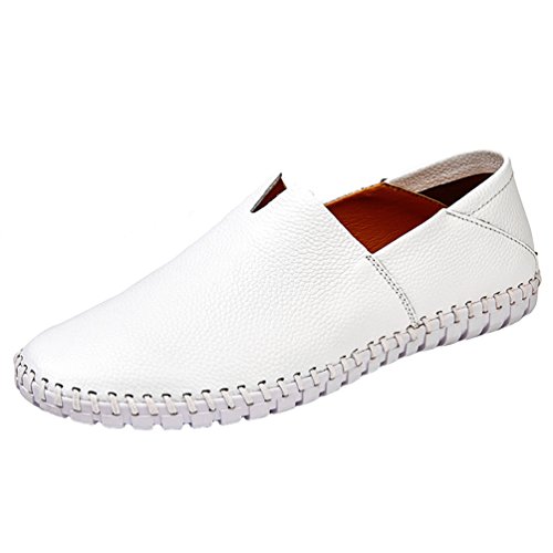 Dooxi Herren Comfort Geschäft Slip On Freizeitschuhe Mode Mokassins Flach Loafers Schuhe Weiß 41 von Dooxi