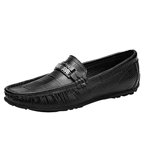 Dooxi Herren Freizeit Geschäft Loafers Schuhe Slip On Mokassins Flach Bootsschuhe Schwarz 46 von Dooxi