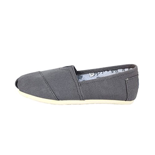 Dooxi Unisex-Erwachsene Freizeit Loafers Comfort Espadrilles Mode Einfarbig Slip on Flach Freizeitschuhe Dunkelgrau 42(26cm) von Dooxi