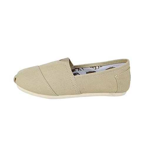 Dooxi Unisex-Erwachsene Freizeit Loafers Comfort Espadrilles Mode Einfarbig Slip on Flach Freizeitschuhe Khaki 44(27cm) von Dooxi