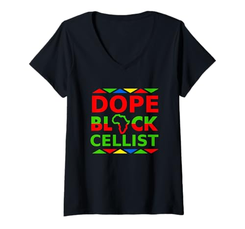 Damen Dope Black Cellist, afroamerikanischer Cellospieler, Musiker T-Shirt mit V-Ausschnitt Damen Dope Black Cellist, afroamerikanischer Cellospieler, Musiker T-Shirt mit V-Ausschnitt von Dope Black Cellists Musicians