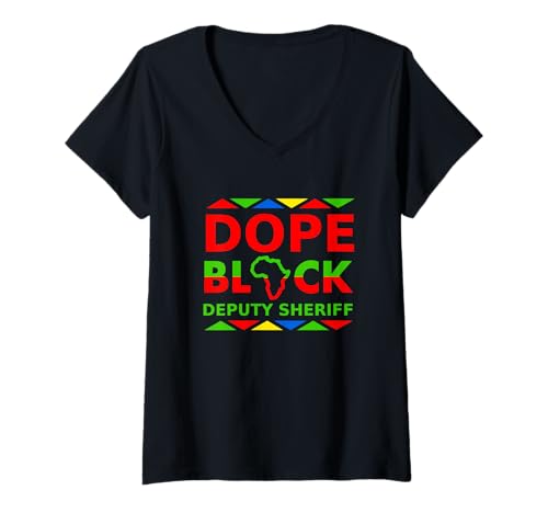 Damen Dope Black Deputy Sheriff Stolze Schwarze berufliche Karriere T-Shirt mit V-Ausschnitt Damen Dope Black Deputy Sheriff Stolze Schwarze berufliche Karriere T-Shirt mit V-Ausschnitt von Dope Black Deputy Sheriffs Merch