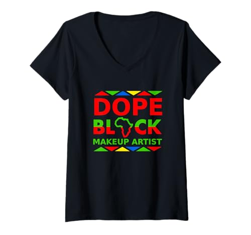 Damen Dope Black Makeup Artist Proud Black Professionelle Karriere T-Shirt mit V-Ausschnitt von Dope Black Makeup Artists Merch