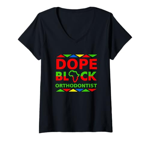 Damen Dope Black Kieferorthopäde Proud Black Professional Career Job T-Shirt mit V-Ausschnitt Damen Dope Black Kieferorthopäde Proud Black Professional Career Job T-Shirt mit V-Ausschnitt von Dope Black Orthodontists Merch