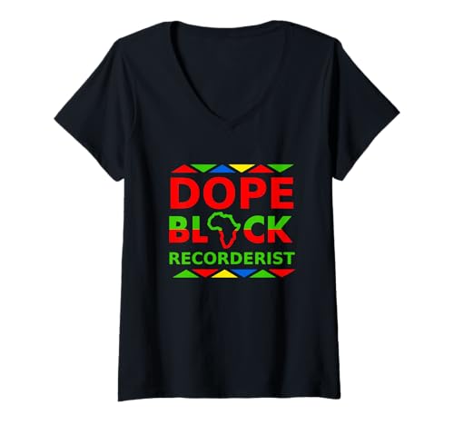 Damen Dope Black Recorderist, Geschenk für afroamerikanische Blockflötisten T-Shirt mit V-Ausschnitt Damen Dope Black Recorderist, Geschenk für afroamerikanische Blockflötisten T-Shirt mit V-Ausschnitt von Dope Black Recorderists Musicians