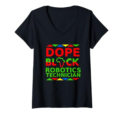 Damen Dope Black Robotics Technician Stolzer schwarzer Profijob T-Shirt mit V-Ausschnitt Damen Dope Black Robotics Technician Stolzer schwarzer Profijob T-Shirt mit V-Ausschnitt von Dope Black Robotics Technicians Merch