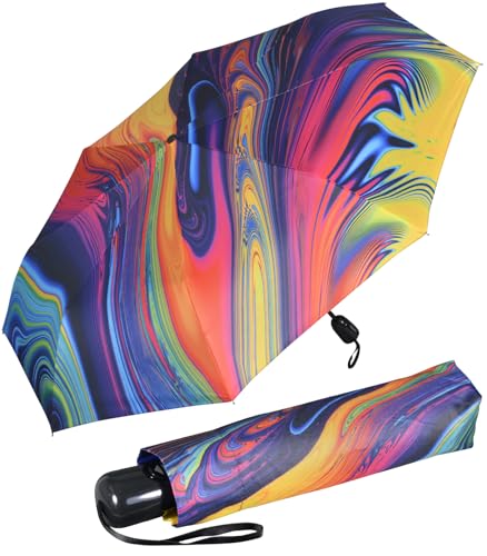 Doppler Damen Taschenschirm modern Art mit Auf-Zu-Automatik Magic Mini Flowing Colours von Doppler