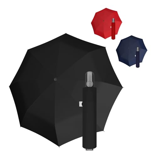 Doppler Protect Duo Regenschirm in Schwarz I Stabiler Taschenschirm I Auf- / Zu-Automatik I Leicht zu Öffnen & zu Schließen I Carbonsteel-Technik I Robust & sicher bei Regen & Wind von Doppler