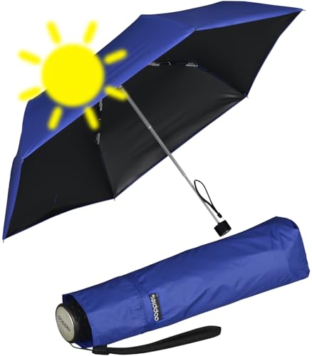Doppler Regenschirm Mini Taschenschirm Havanna Stick mit UV- und Hitzeschutz - ocean blue-black von Doppler