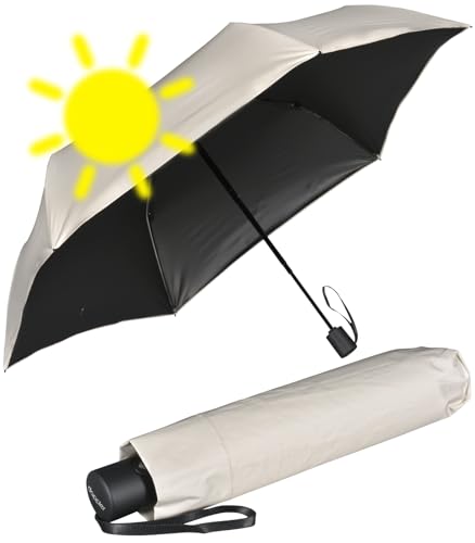 Doppler Zero Magic mini Damen Taschenschirm mit Auf-Zu-Automatik und UV- und Hitzeschutz - Macadamia beige-Black von Doppler