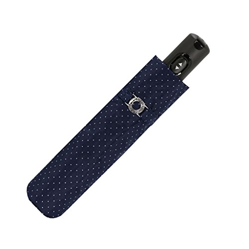 doppler Regenschirm Taschenschirm Chic Magic Carbonsteel Duomatic sturmsicher dots Punkte blau von Doppler