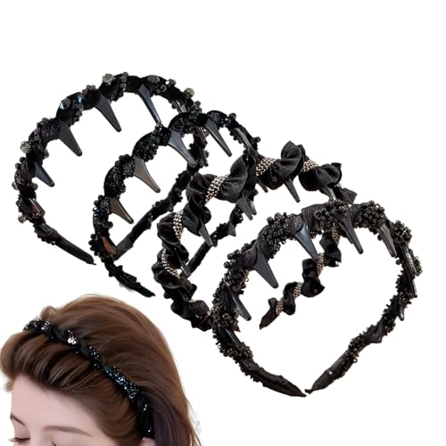 Dopsyesn Haarreifen Mit Zähnen - Klassische Haarspange Mit Ansatz Und Kunstperlen - Haarreifen Für Mädchen Damen Sommer Hochzeit Abendkleider Brautjungfern Tänzerinnen von Dopsyesn