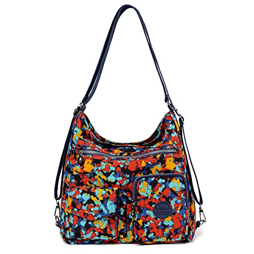 Mehrzweck-Hobo-Tasche für Damen mit Anti-Diebstahl-RFID, wasserdichte Nylon-Umhängetasche, Umhängetasche, zu Rucksack umwandelbar, Large von Dora & Liz