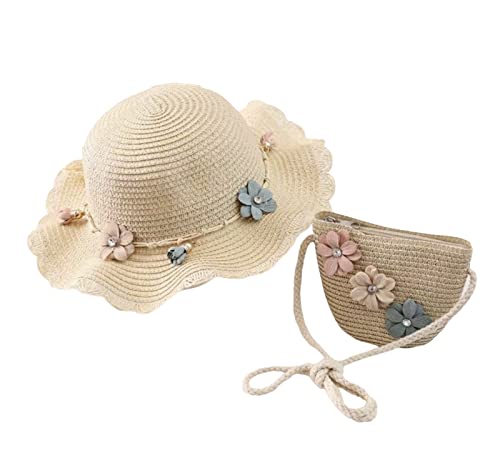 Doralie Set aus Strohhut und Tasche/Sonnenhut für Mädchen/Hut und Tasche für Mädchen 3-6 Jahre (Creme) von Doralie