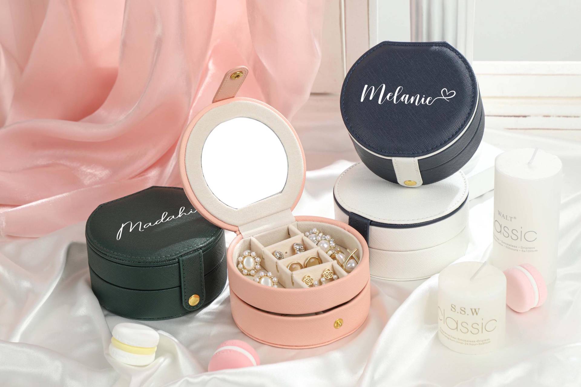 Double-Layer Travel Jewelry Box, Personalized Leather Box With Mirror, Custom Case, Wedding Bridesmaid Gifts, Gift For Her Double-Layer Travel Jewelry Box, Personalized Leather Box With Mirror, Custom Case, Wedding Bridesmaid Gifts, Gift For Her von DoreenDoris