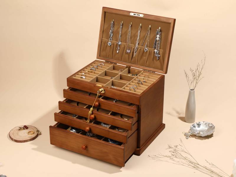 Wooden Jewelry Box, Large Storage Lockable Customized Box For Girls, Birthday Gift, Creative Gift Women von DoreenDoris