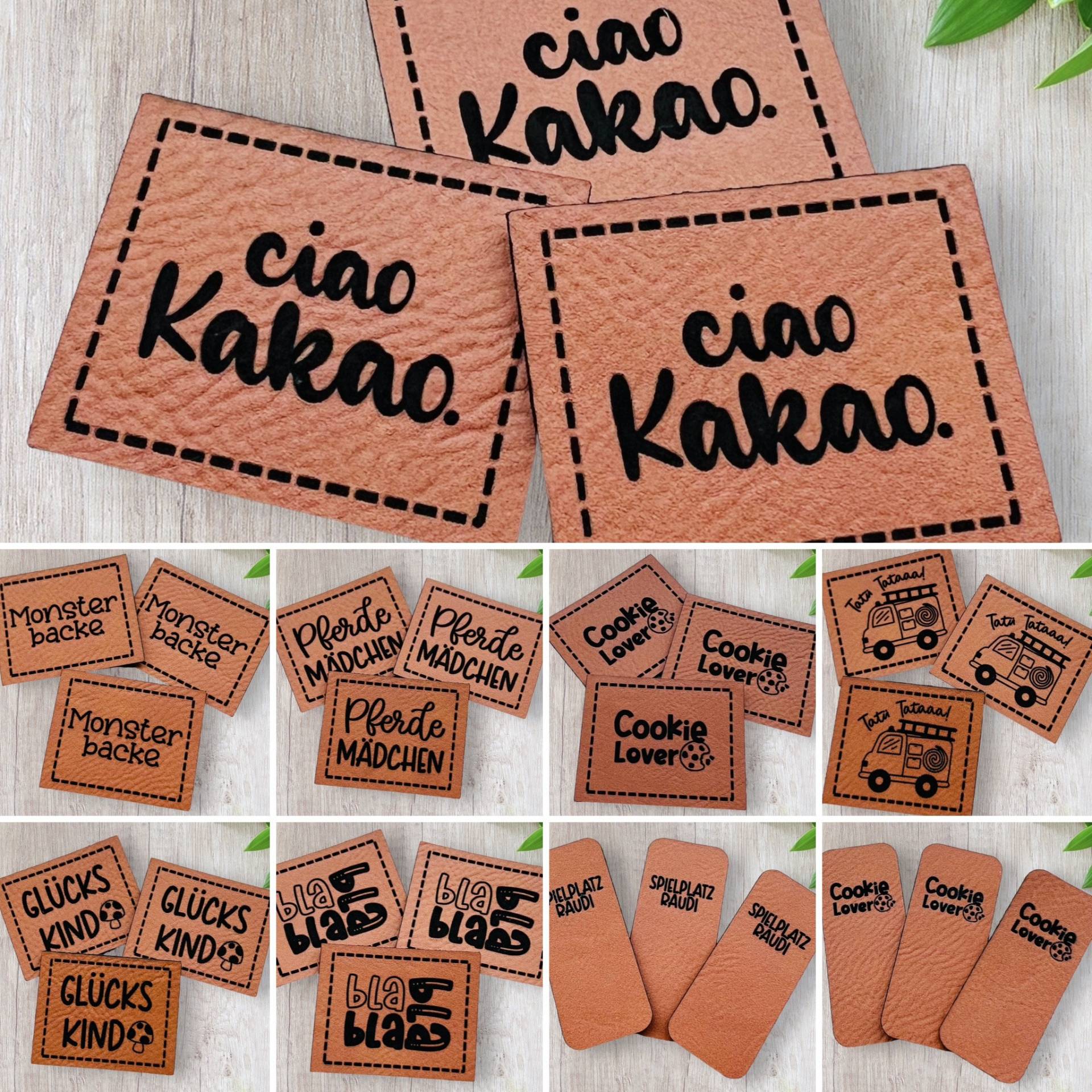 Kunstleder Label Patches, Aufnäher Für Beanies Kinder Kleidung Knicklabel Faltlabel Viele Designs Zur Auswahl Kunstleder Label Patches, Aufnäher Für Beanies Kinder Kleidung Knicklabel Faltlabel Viele Designs Zur Auswahl von DoreensBastelstube