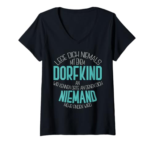 Damen Dorfkind Lustiges Dorfkind T-Shirt mit V-Ausschnitt Damen Dorfkind Lustiges Dorfkind T-Shirt mit V-Ausschnitt von Dorfkind Geschenk