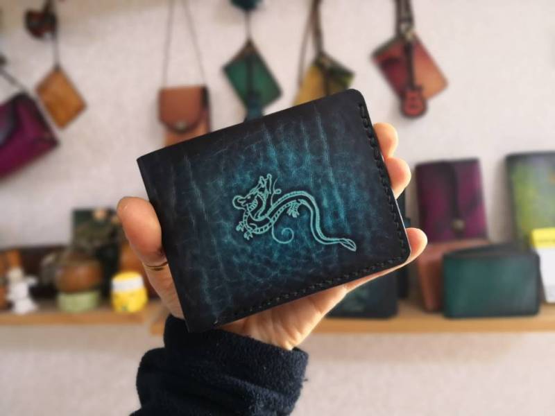 Leder Portemonnaie Falke, Brieftasche von DoribariLeatherCraft