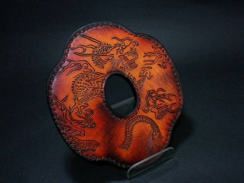 Leder Tsuba, Bambus Schwertschutz, Holz Schwertschutz, Shihai Tsuba, Shihai, Kendo, Kumdo, Kendo Tsuba von DoribariLeatherCraft