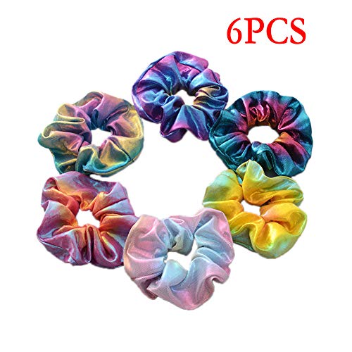 Haar Scrunchies, 6pack Glänzende Metallische Elastische Haar Scrunchies Krawatten Mermaid Hair Bands Pferdeschwanz-halter Weiches Haar Scrunchy Bobbles Für Frauen Mädchen Gym Dance Party Oder Verein von Dorime