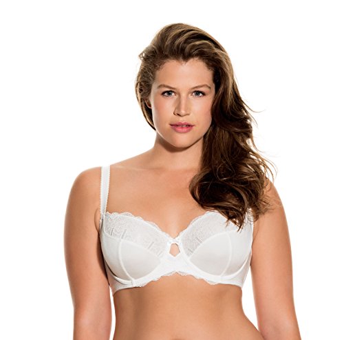 DORINA Curve Damen-BH mit vollständiger Abdeckung, leicht, gepolstert, Bügel, Spitze, Demi, Übergröße, Komfort, Unterstützung, breiter Riemen, für den täglichen Gebrauch, Celine_unline_ivory, 90E von Dorina