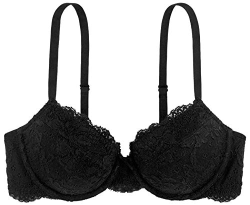 DORINA Sexy Balconette-BH aus durchscheinender Spitze, durchsichtig, nicht gepolstert, ungefüttert, Halbschalen-BH für Damen, bequemer Alltags-Bügel-BH, Lianne_3/4 Cup_black, 80A von Dorina