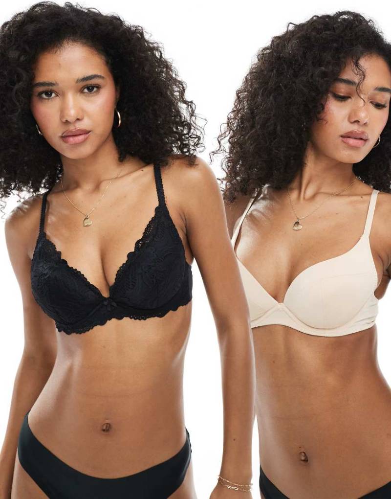 Dorina - Angie - 2er-Pack BHs aus Spitze in Schwarz und Beige von Dorina