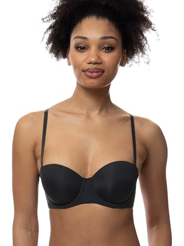 Dorina Balconette BH für Damen, leicht gepolsterter Bügel Bandeau, mit abnehmbaren Trägern, Michelle/ECO Balcony, Schwarz, 95B von Dorina