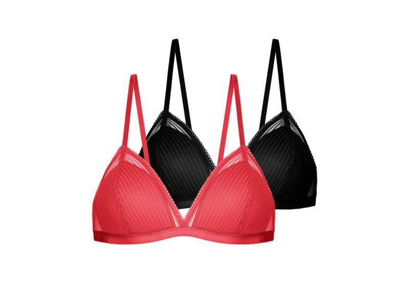 Dorina Bralette LAMINA-2PP (2er Pack) leicht gepolstert, gestreifter Netzbesatz, ohne Bügel von Dorina