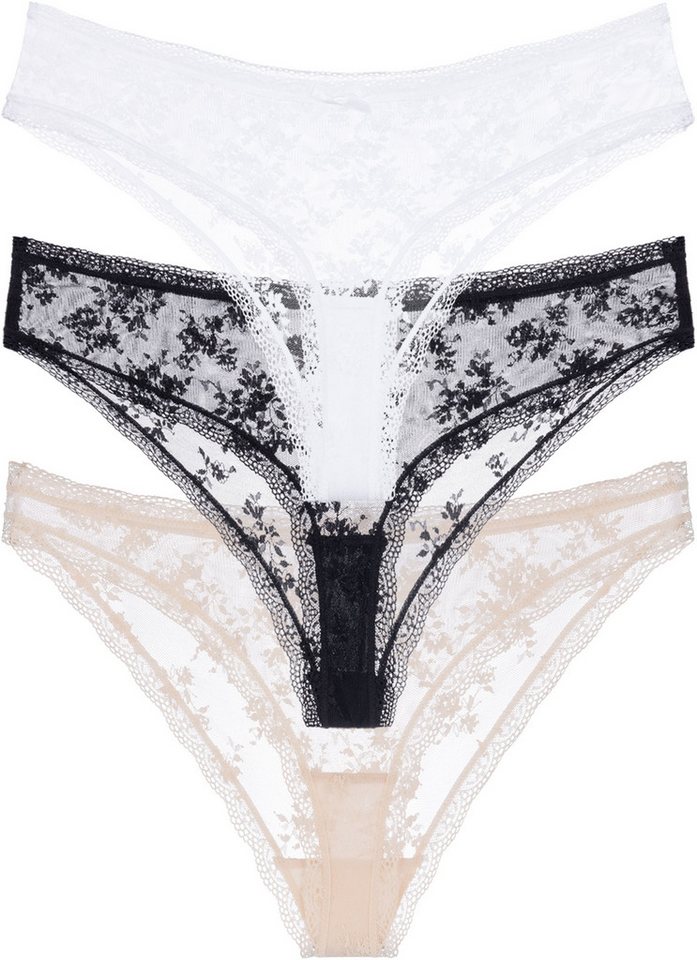 Dorina Brasilslip Lana Essential Lace (3er Pack) mit Spitze, leicht transparent, bequem, weich von Dorina