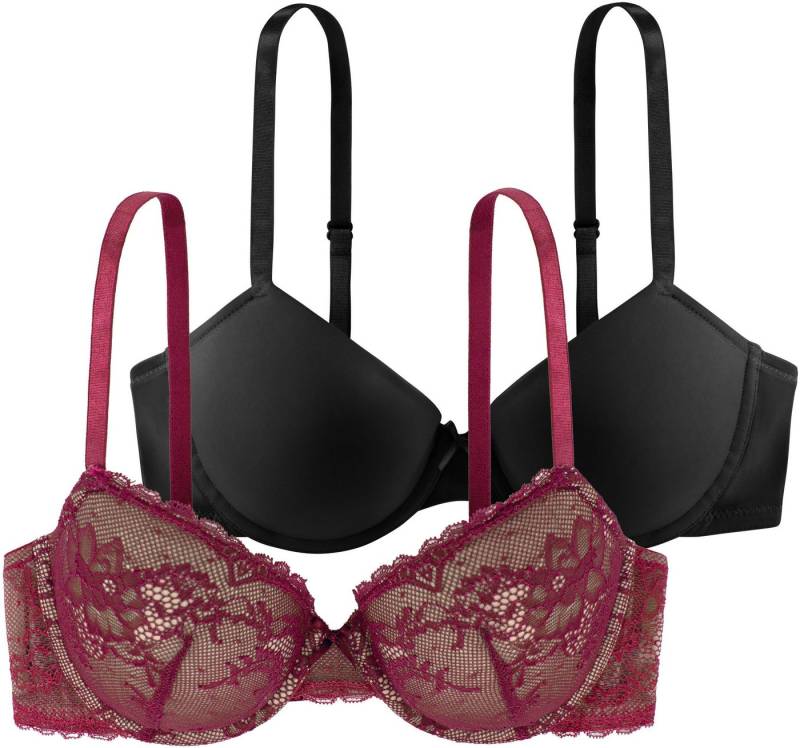 Dorina Bügel-BH CHLOE (2er Pack) Vorgeformte leicht gepolsterte Cups, florale Spitze, tiefer Ausschnitt von Dorina