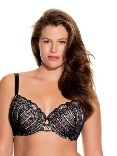 Dorina Damen Celine Leicht Gepolsterter Demi-BH – Bügel-BHs mit Geformten Cups, Florales Spitzendesign und Stützenden U-Rückenflügeln, Schwarz, 85F von Dorina