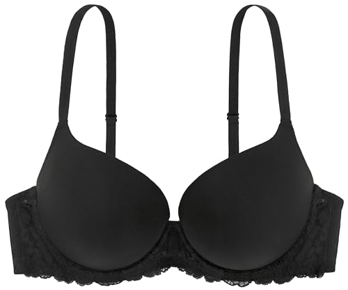 Dorina Damen Super Push Up BH mit Bügel, Formbügel und Spitze T-Shirt BH, Schwarz,70C von Dorina