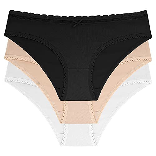 Dorina Damen Naomi Bio-Baumwoll-Slips 3er Pack, Schwarz/Elfenbein/Beige, L von Dorina